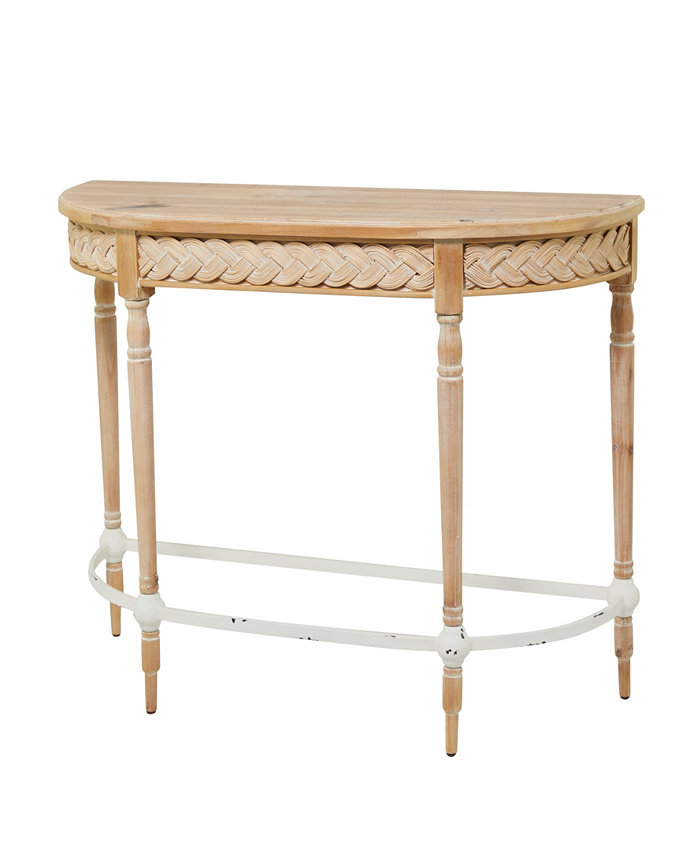 Rosemary Lane Wood Intricately Carved Floral Console Table with Woven Detail 44 x 16 x 31