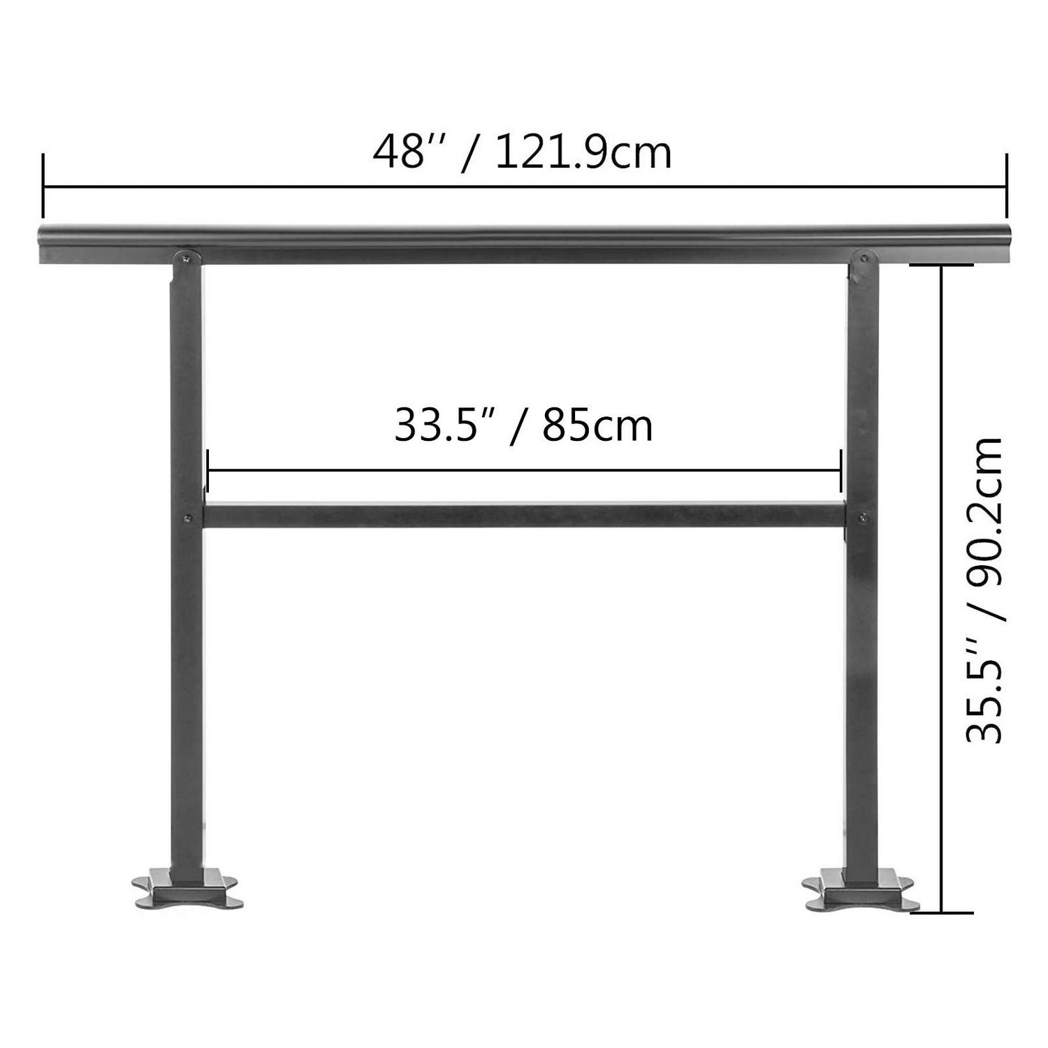 VEVORbrand 3-4 Steps Handrail Adjustable from 0 to 50 Degrees Outdoor Stairs 48 X 35.5 inch Outdoor Handrail for Stairs Outdoor Aluminum Black Stair Railing