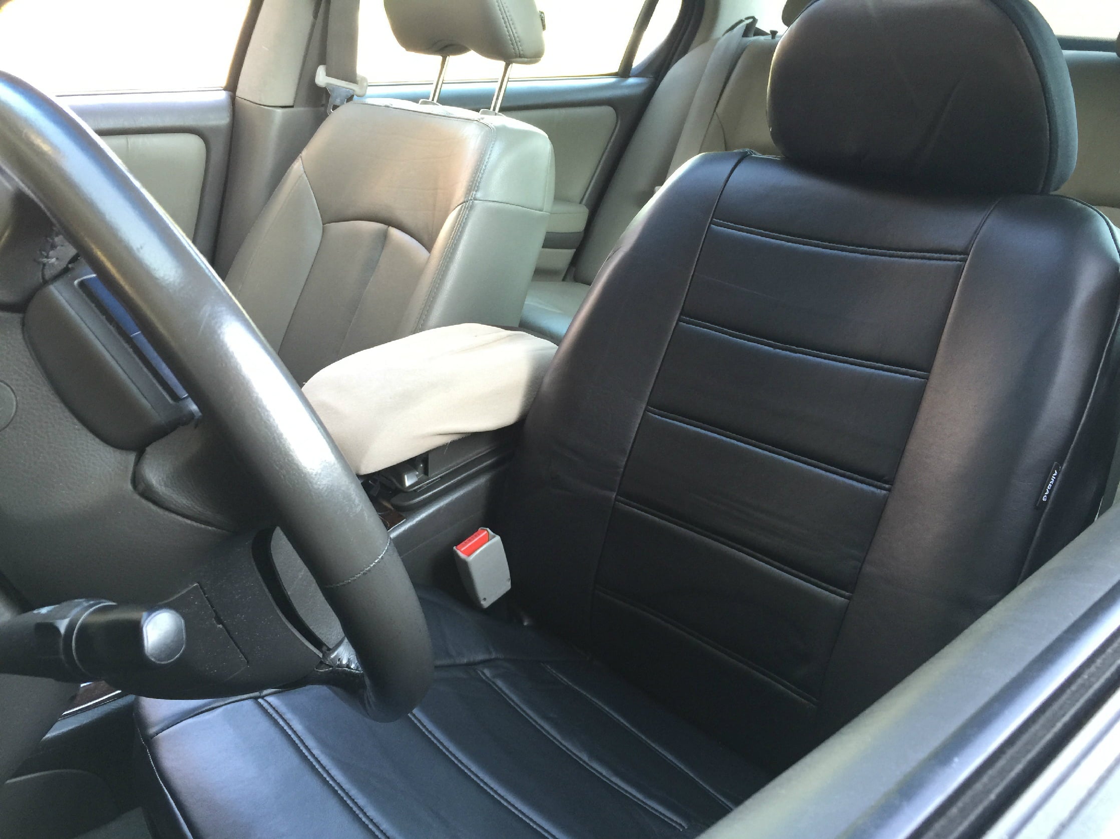 Leatherette 2 Universal Fit Seat Cover Looks Feels Like Real Leather 4pc Pair Premium Graded Material