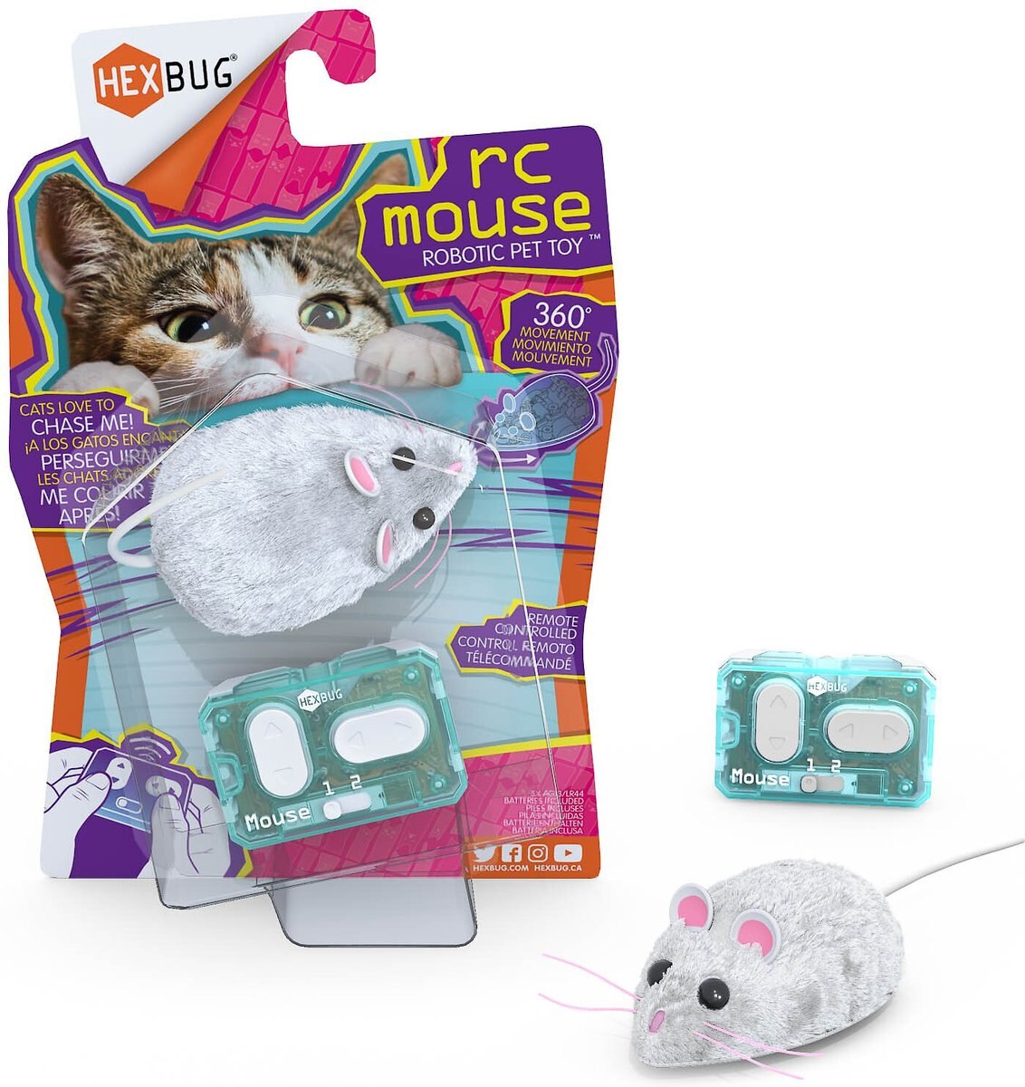 Hexbug Remote Control Mouse Cat Toy， Color Varies