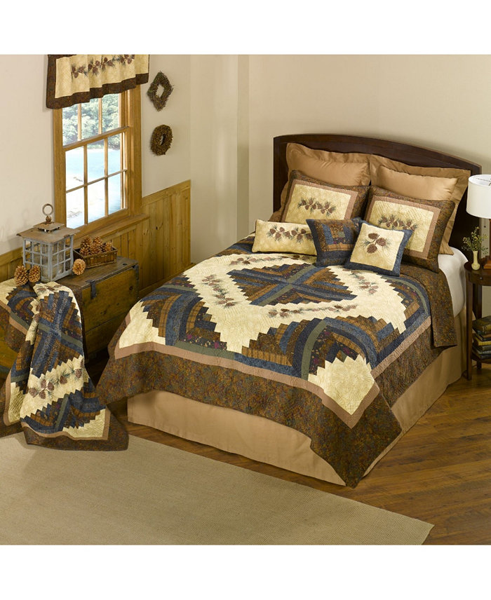 American Heritage Textiles Cabin Raising Pine Cone Cotton Quilt Collection