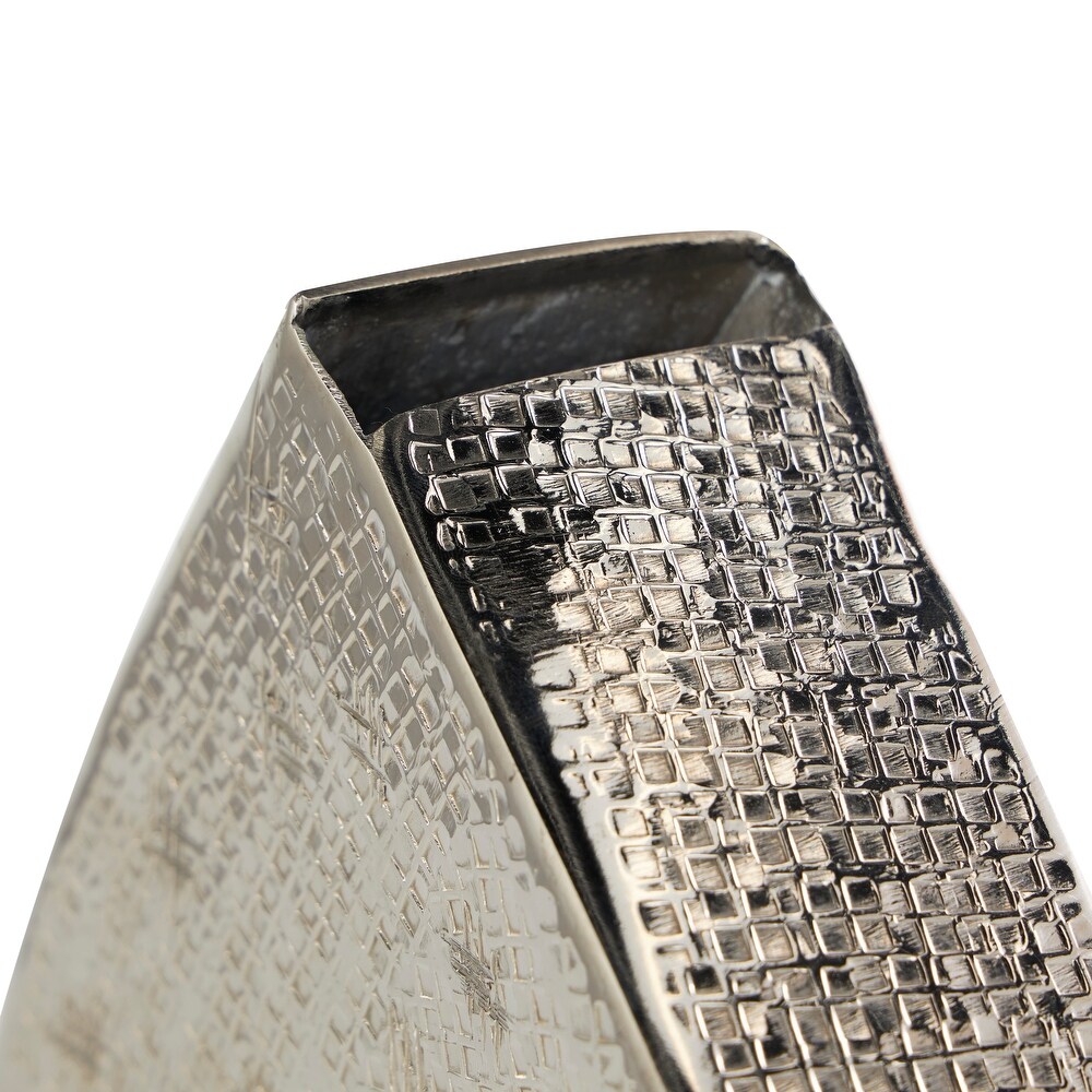 Gold or Silver Aluminum Slanted Heart Sculpture with Cube Textured Exterior