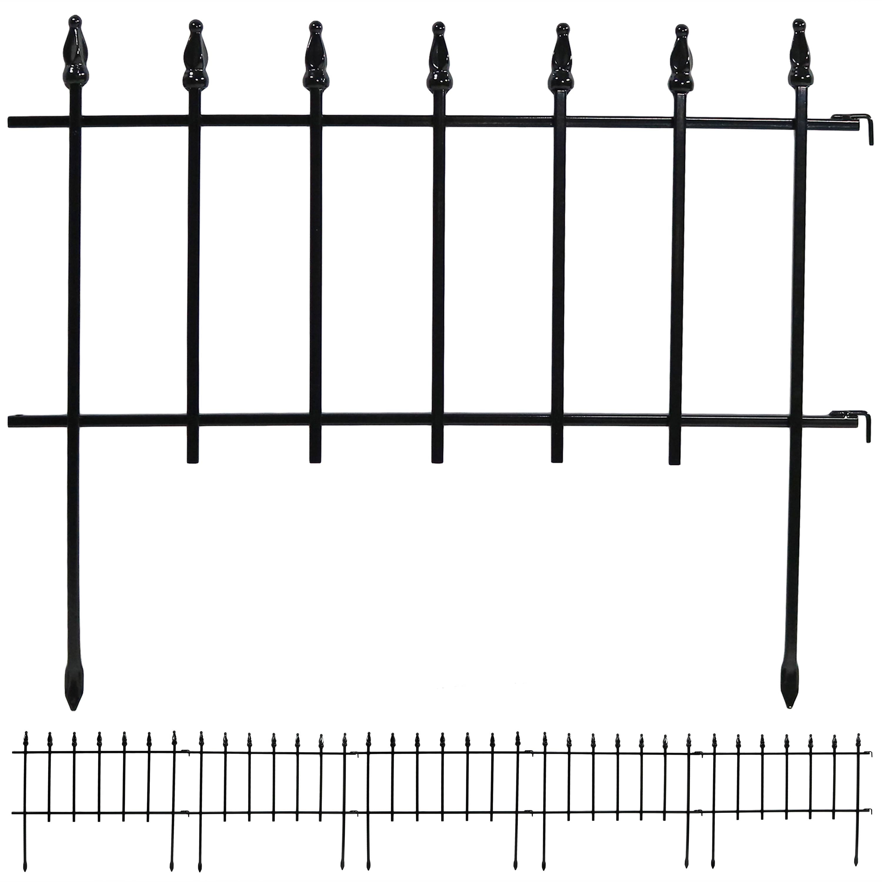 Sunnydaze Outdoor Lawn and Garden Metal Roman Style Decorative Border Fence Panel Set - 9' - Black - 5pk