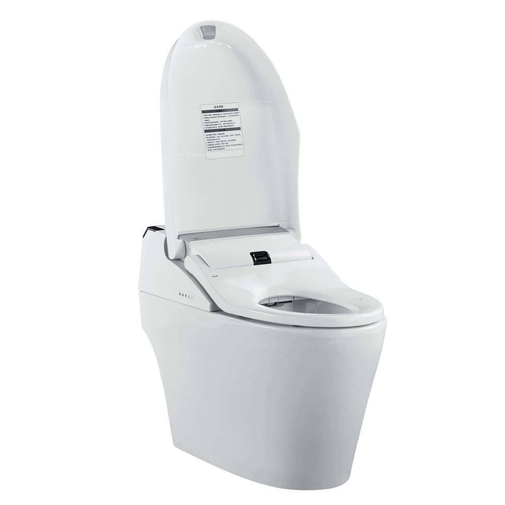 FINE FIXTURES Wave 1-piece 28.75 in. 1.28 GPF Dual Flush Elongated Toilet and Bidet Seat in White ST1W