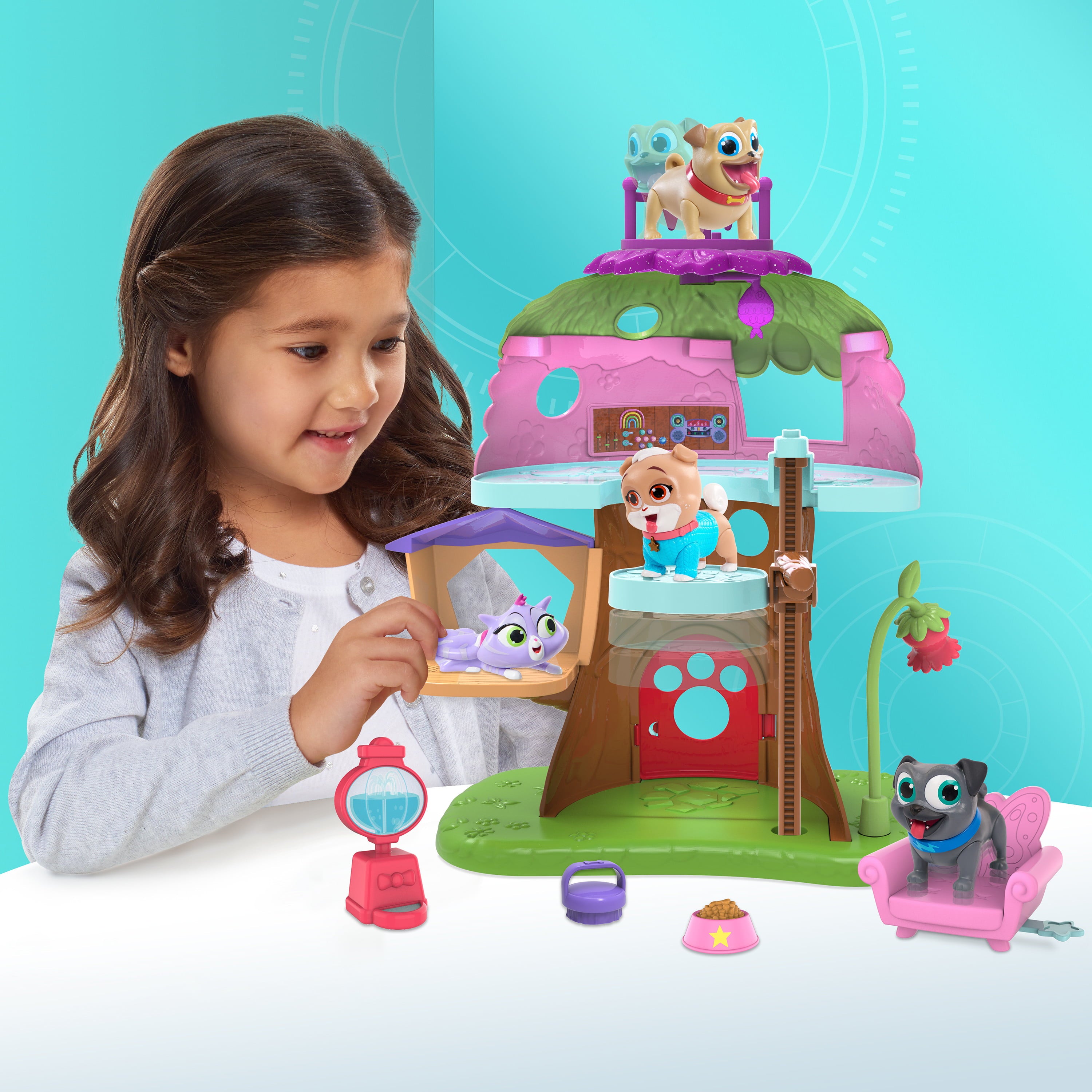 Puppy Dog Pals Keia's Treehouse 2-Sided Playset, Includes 7 Pieces, Officially Licensed Kids Toys for Ages 3 Up, Gifts and Presents