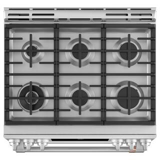 Cafe 30 in. 7.0 cu. ft. Slide-In Smart Double Oven Dual-Fuel Range with Convection and Self-Clean in Stainless Steel C2S950P2MS1