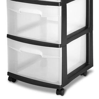 Sterilite 3-Drawer Storage Cart Clear with Black Frame (4-Pack) 4 x 28309002