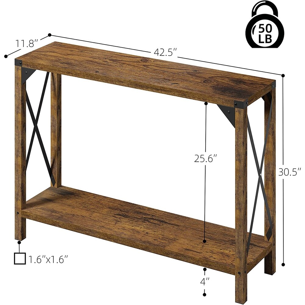 43 Inch Entryway Table Farmhouse Console Table 2 Tier Wood Sofa Table Furniture for Foyer