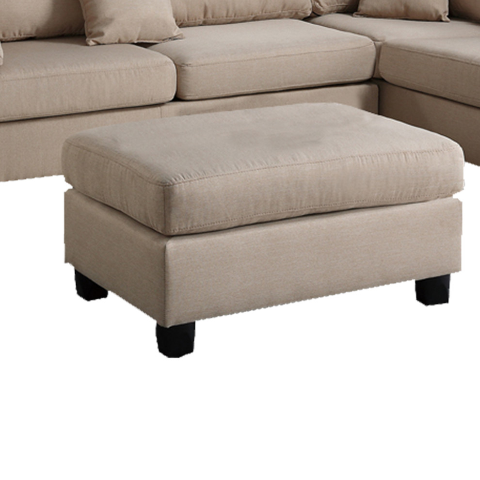 Benzara BM168774 Linen Fabric 3 Pieces Sectional  Sand Beige   Transitional   Sectional Sofas   by Uber Bazaar  Houzz