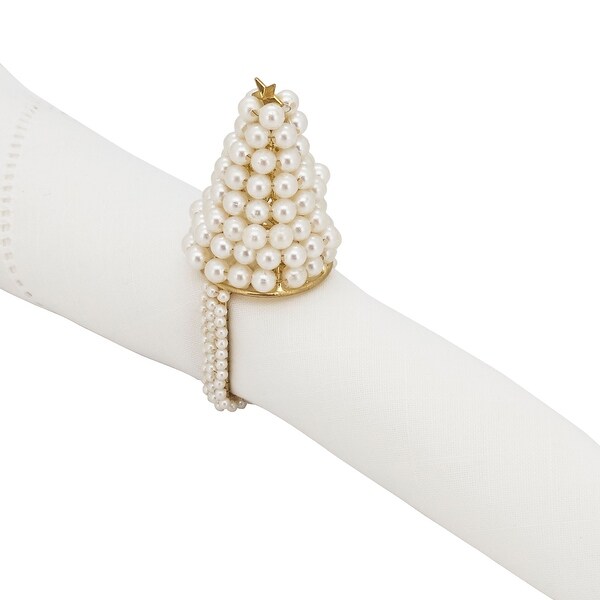 Pearl Napkin Rings With Christmas Tree Design (Set of 4)