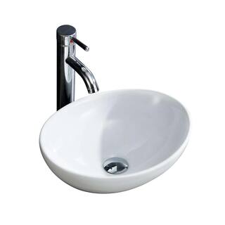 FINE FIXTURES Modern White Vitreous China Oval Vessel Sink MV1613RW