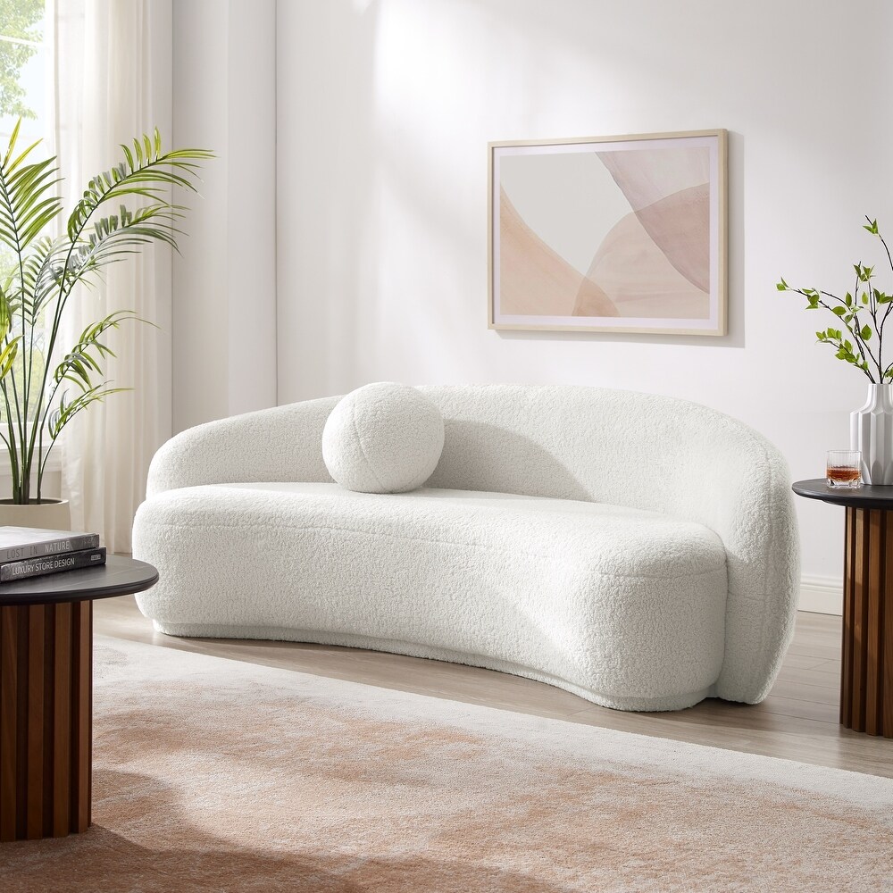 Avelina Upholstered  Rounded Design Sofa with Sloped Sweeping Arms