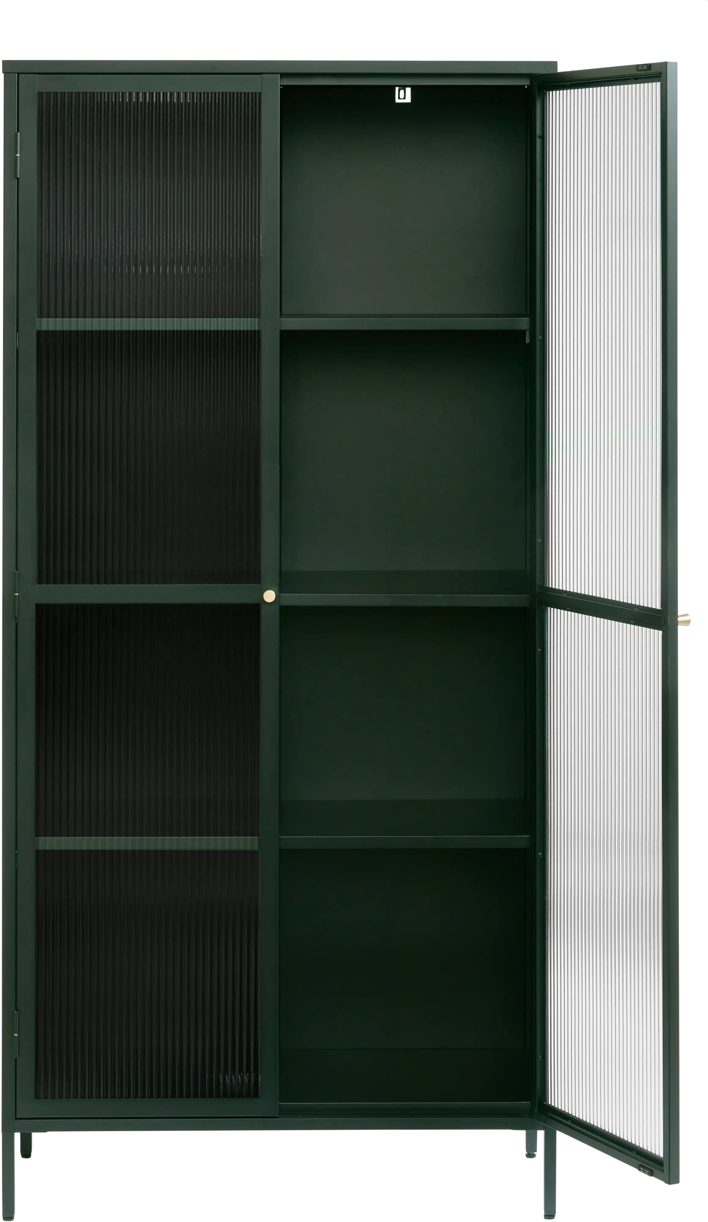 Bronco Green Metal and Glass 75 Tall Display Cabinet