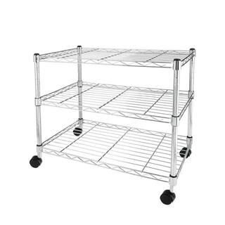 Amucolo Silver 3-Tier Steel Wire Shelving Unit with Wheels (23.82 in. W x 21.7 in. H x 11.8 in. D) DHS-CYHK-003C