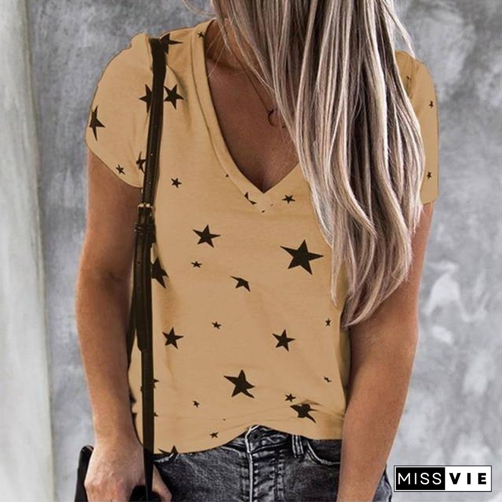 Heart Print Women Shirt Blouse Plus Size Casual Summer Short Sleeve Loose Shirt Ladies Streetwear Tops Blusa Clothing