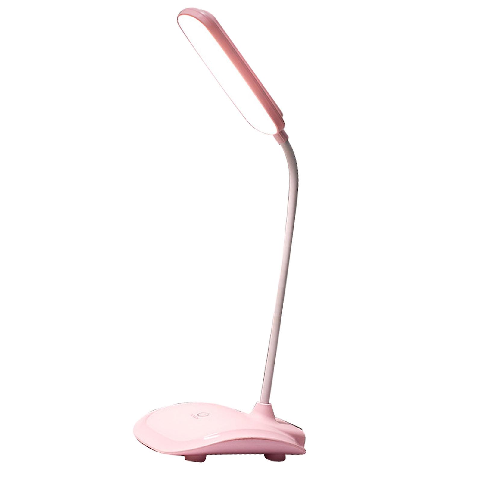 LED Desk Lamp Touch Control Three Level Color Temperature Stepless Dimming USB Charging Table Lamp Pink