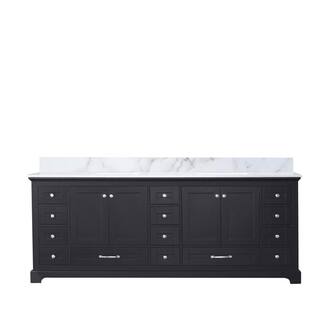 Lexora Dukes 84 in. W x 22 in. D Espresso Double Bath Vanity and Carrara Marble Top LD342284DGDS000