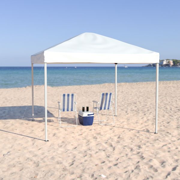 Harris 10'x10' White Outdoor Pop Up Event Slanted Leg Canopy Tent with Carry Bag