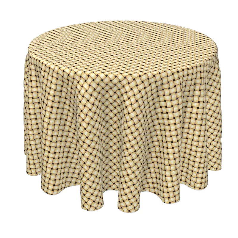 Round Tablecloth， 100% Polyester， 60 Round， Apple Pie Weave Wicker