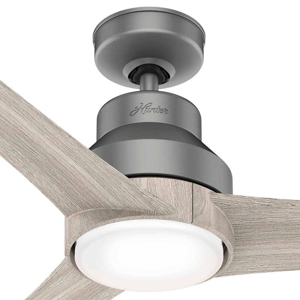 Hunter Lakemont 60 in Integrated LED Indoor Matte Silver Ceiling Fan with Light Kit and Remote Control