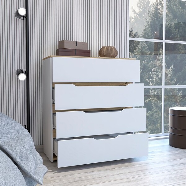 Minimalist Style 4-Drawer Rectangle Dresser， Modern Storage Organizer Dresser， Accent Chests of Drawers for Living Room Bedroom - - 37828166