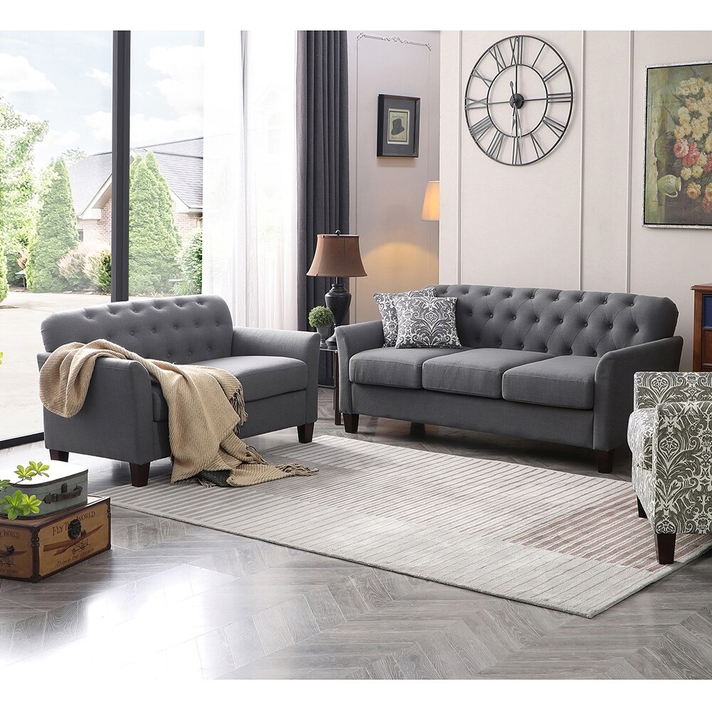 Lara Transitional Living Room Set with Button tufted by HULALA HOME