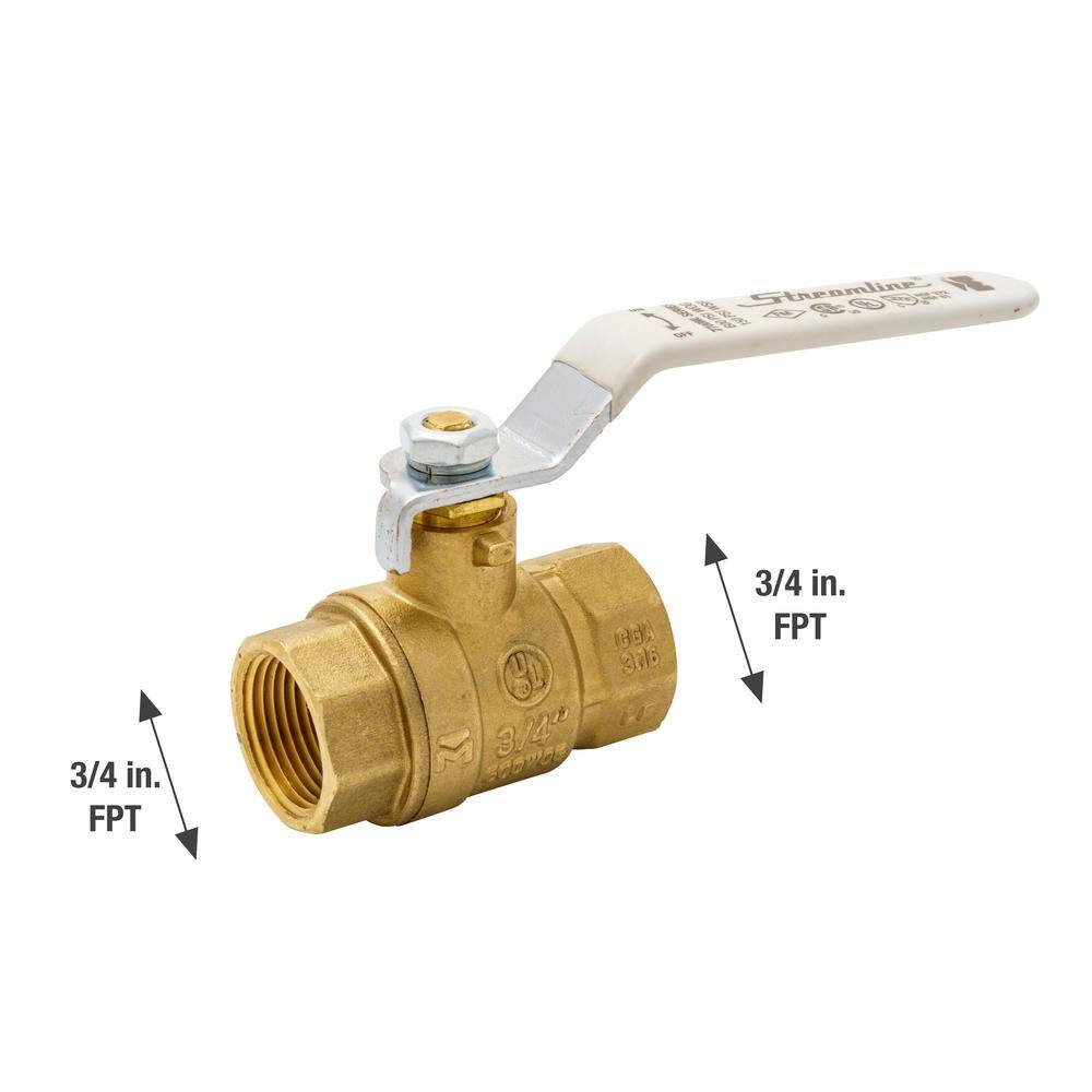 Streamline 34 in. Brass FPT Full Port Packing Gland Ball Valve 117-824H