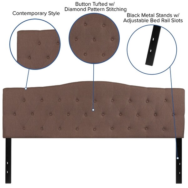 Arched Button Tufted Upholstered Headboard - - 26960288