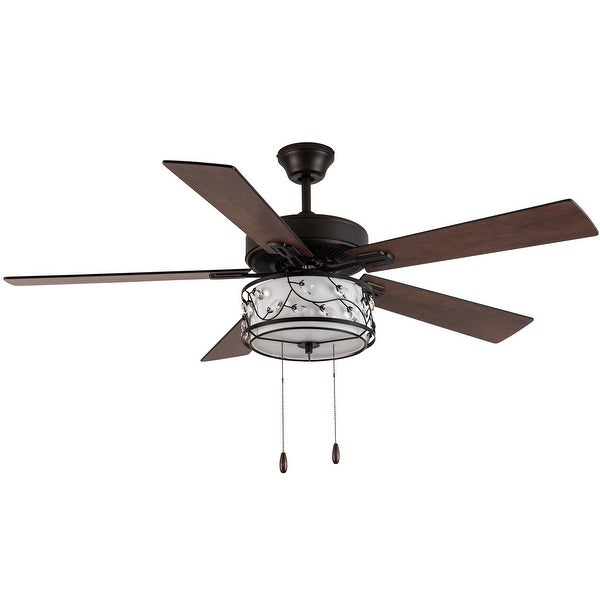 Serafina River of Goods Oil-Rubbed Bronze Metal 2-Light Floral Shade 52-Inch Ceiling Fan - 52