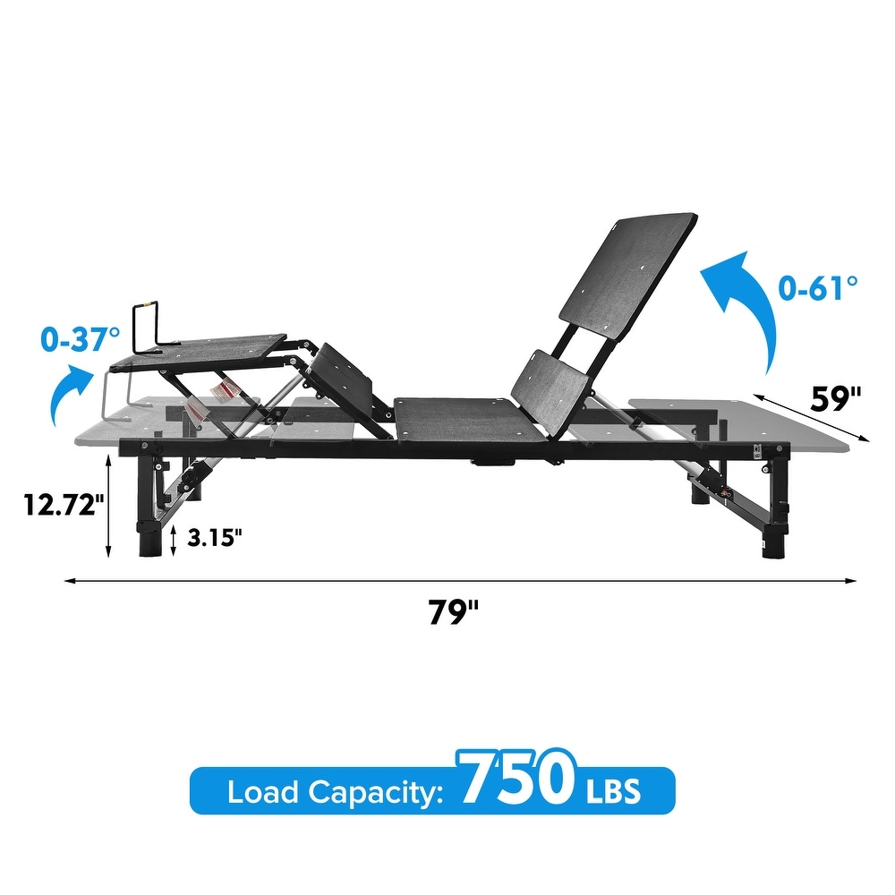 Bed Frame with Adjustable Bed Base Frame  Metal Platform Bed Frame with Head and Foot Incline Wireless Remote