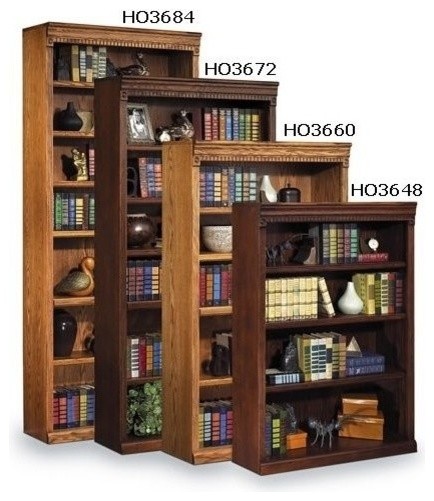 Beaumont Lane 7 Shelf Traditional Wood Bookcase in Distressed Wheat Brown   Traditional   Bookcases   by Homesquare  Houzz