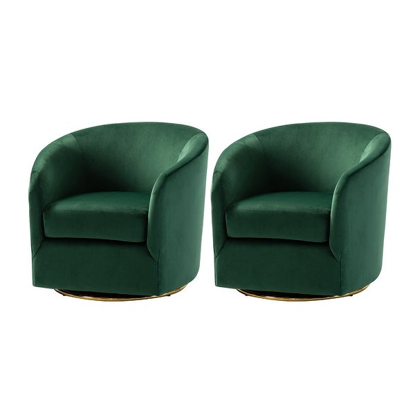 Eleuterio Modern Upholstered Swivel Accent Barrel Chair with Metal Base Set of 2 by HULALA HOME