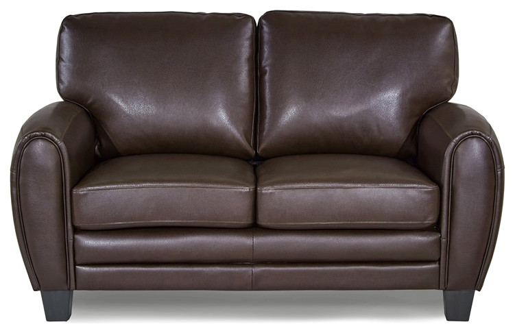 Pemberly Row 19 quotContemporary Faux Leather Loveseat in Black   Contemporary   Loveseats   by Homesquare  Houzz