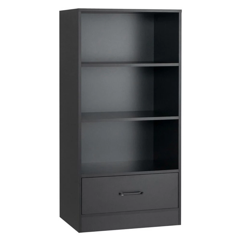 Hivago 48 Inch Tall 4 Tiers Wood Bookcase with Drawer-Black