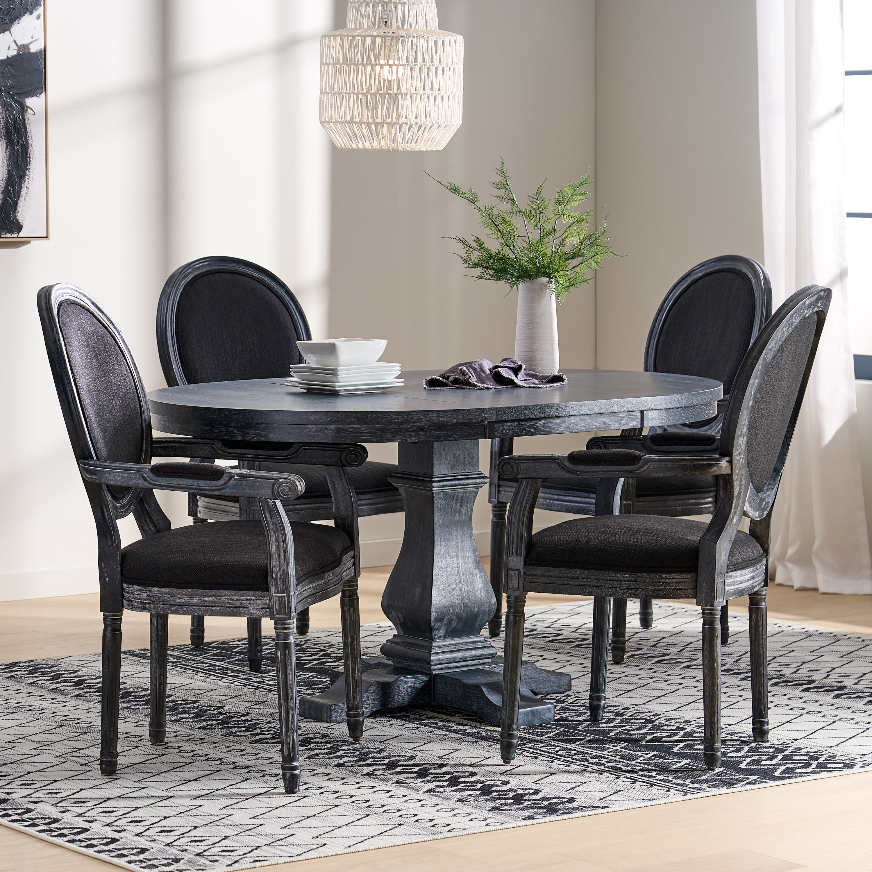 Aisenbrey French Country Wood 5-Piece Expandable Oval Dining Set