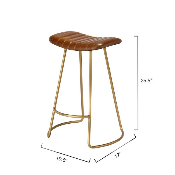 Alden Décor Logan Leather Counter Stool， Brown