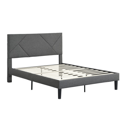 Faux Linen Upholstered Platform Bed Frame/Mattress...