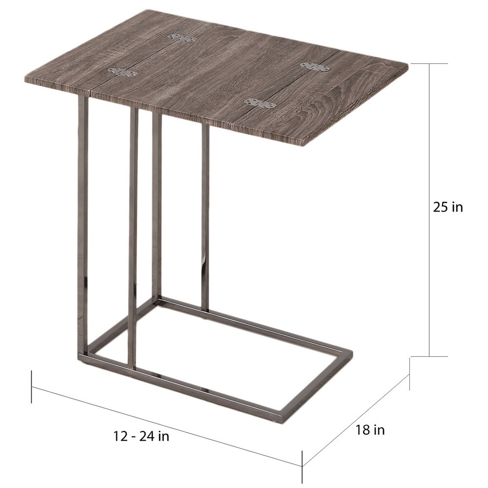 Weathered Grey Finish Expandable side End Table