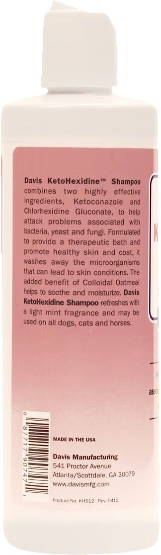 Davis KetoHexidine Dog and Cat Shampoo， 12-oz bottle