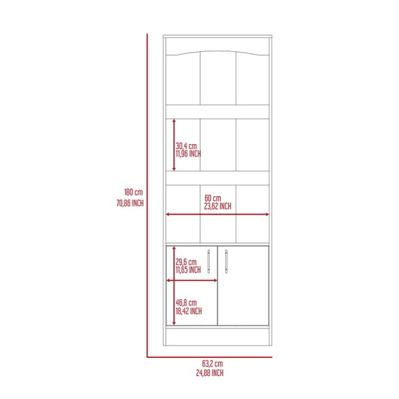 Simma Bookcase  Metal Hardware  Three Shelves  Dou...