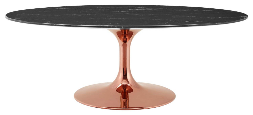 Lippa 48 quotOval Artificial Marble Coffee Table  Rose Black   Midcentury   Coffee Tables   by House Bound  Houzz