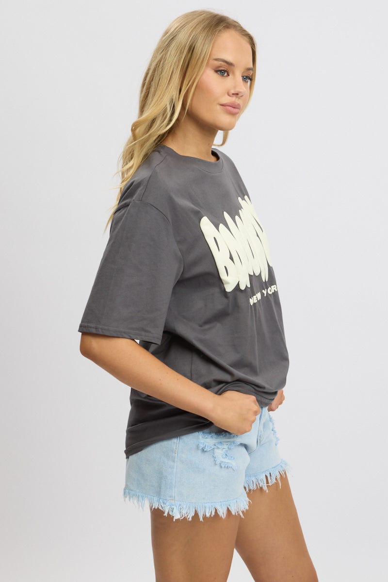 Grey Graphic Tee Short Sleeve