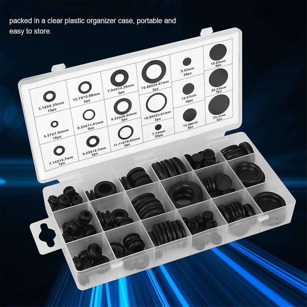 125pcs Rubber Grommet Assortment Kit Electrical Wire Gasket Washer Seal Assortment Set