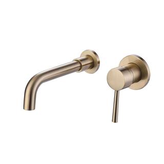 Aurora Decor ABA Single Handle Wall Mounted Faucet with Valve High pressure Bathroom Sink Faucet in brushed gold BFBJK-RB02YG