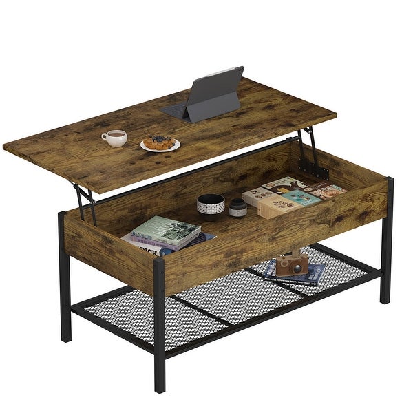 Adjustable Height Lift Top End Table with Sufficient Storage Space