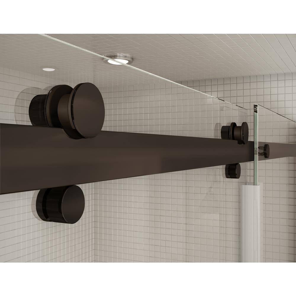 MAAX Utile Metro 32 in. x 60 in. x 81 in. Bath and Shower Combo in Ash Grey with New Town Right Drain Halo Door Dark Bronze 106915-301-501-106