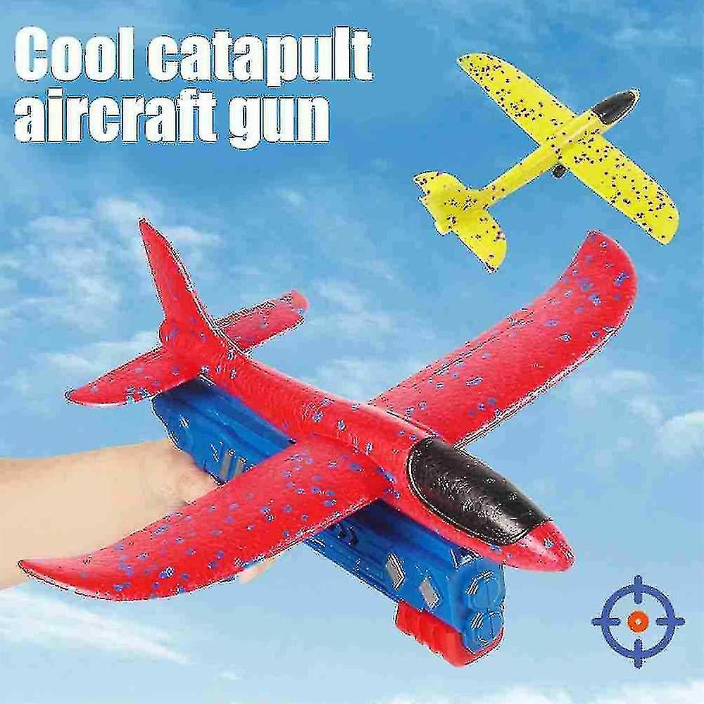 Airplane Launcher Toy Catapult Plane Gun Outside Flying Launcher Kids Toy Giftblue