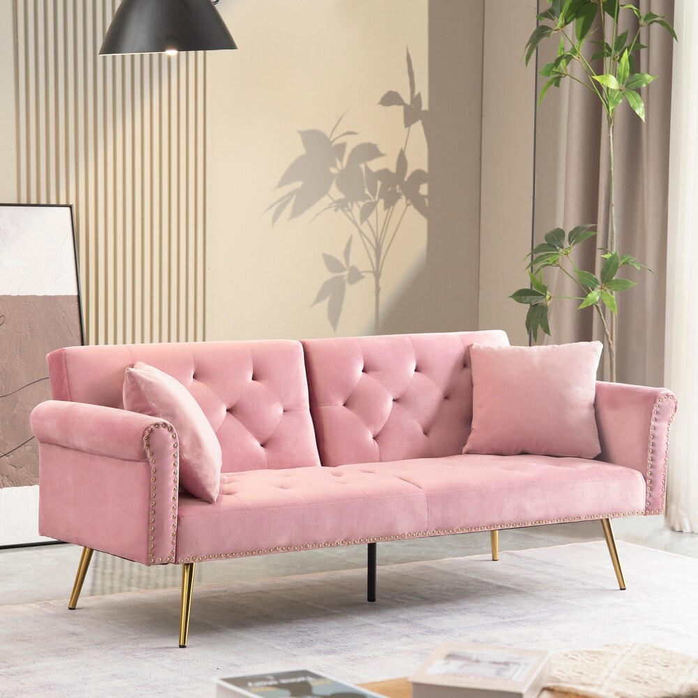 Modern Velvet Upholstered Sleeper Sofa