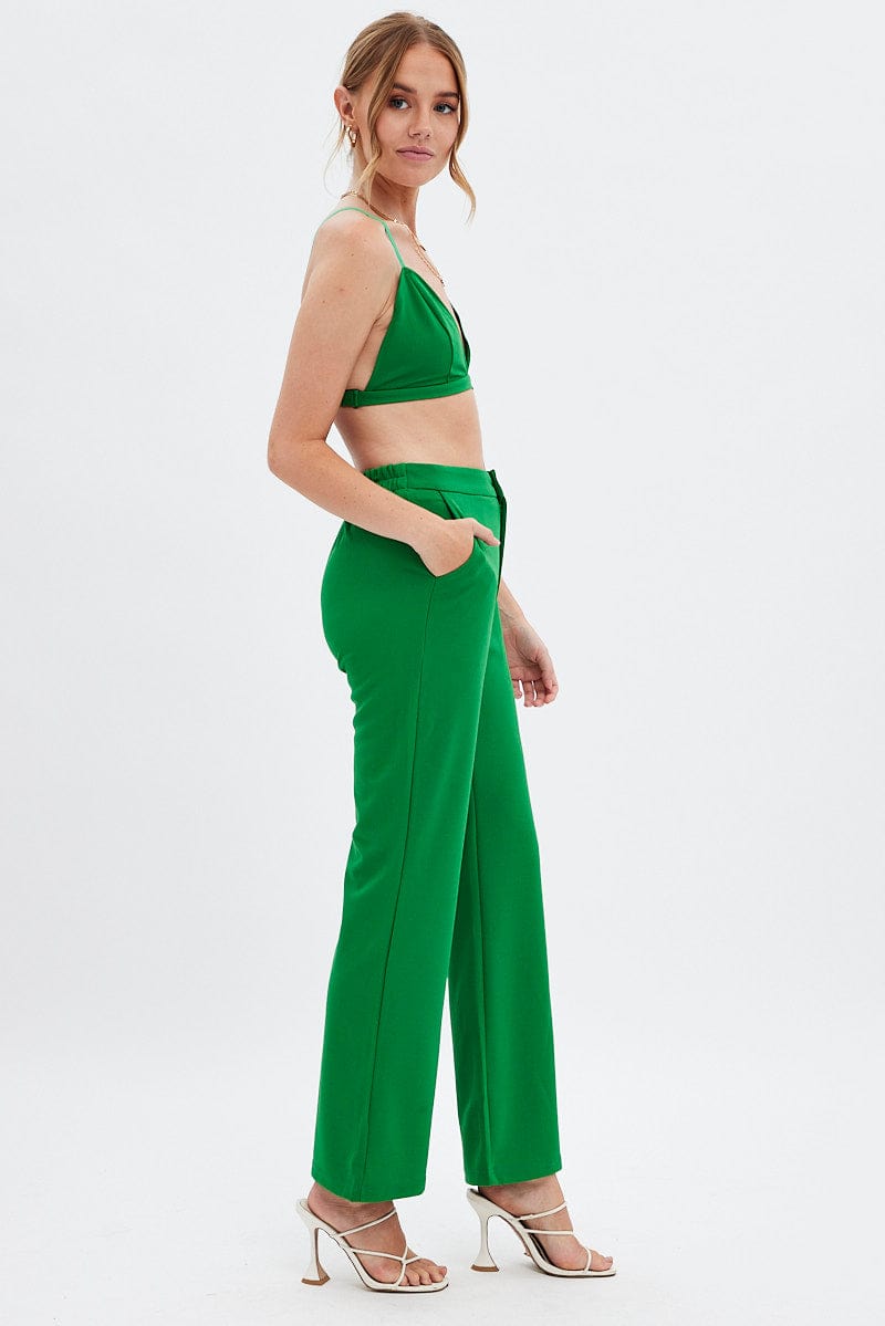 Green High Waist Pants