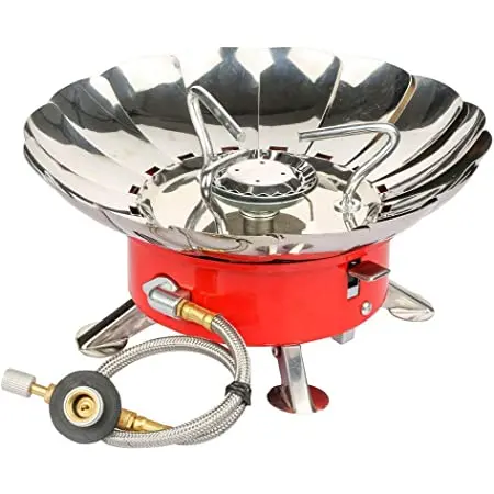 Portable Butane Camping Windproof Windshield Foldable Aluminum Burner Gas stove For Outdoor Cooking With Carrying Case